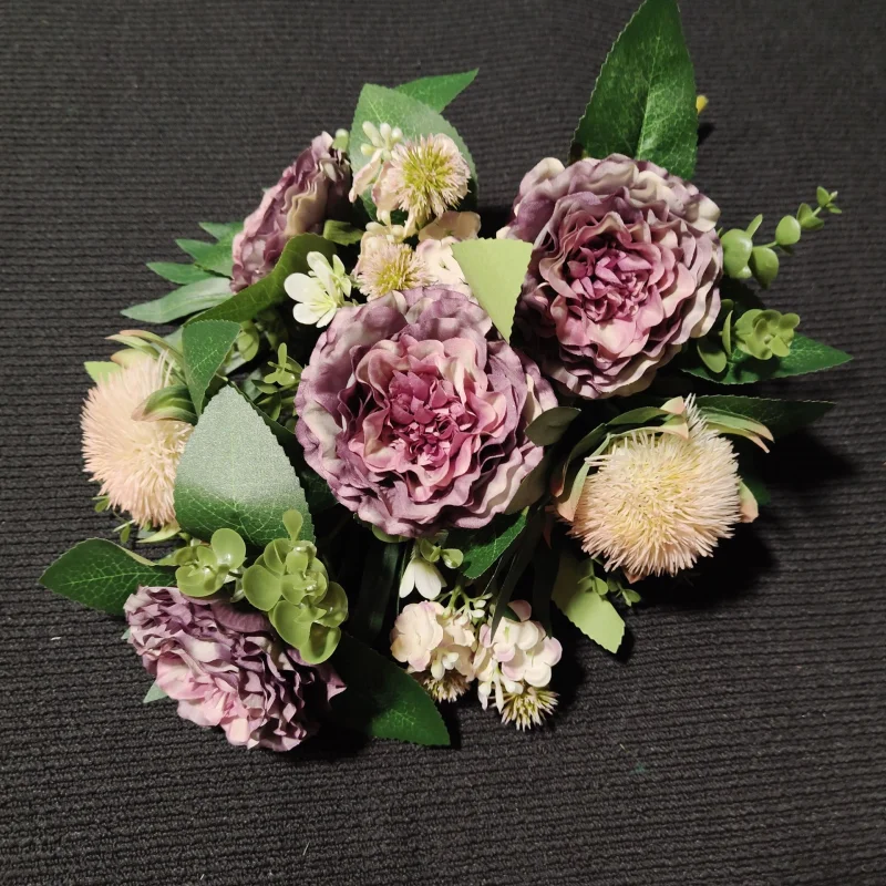 Bukiet Piwonia z czosnkiem, 42 cm (Fioletowy)